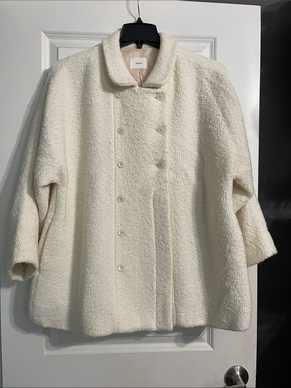 Eunoia Round Collar Bud Cream Wool Blend Coat Size 2X